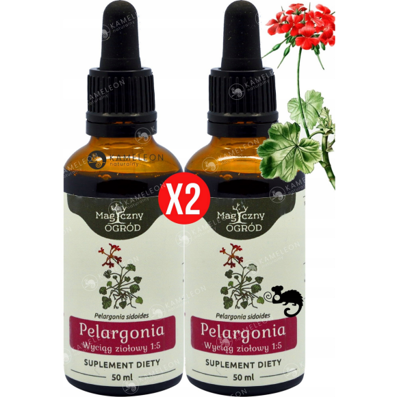 2x PELARGONIA AFRYKAŃSKA WYCIĄG 50ml wsparcie: ODPORNOŚĆ U.ODDECHOWY NANGA