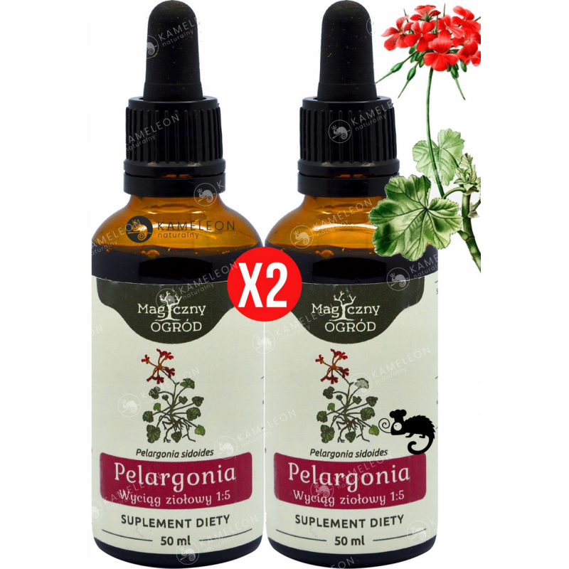 2x PELARGONIA AFRYKAŃSKA WYCIĄG 50ml wsparcie: ODPORNOŚĆ U.ODDECHOWY NANGA