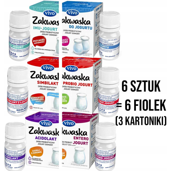 Zakwaska Zakwaski Vivo KULTURY BAKTERII do jogurtu KOMPLET 6 sztuk (fiolek)
