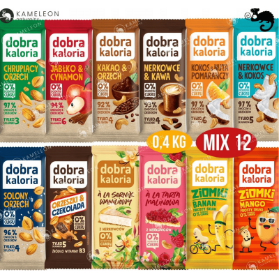 DOBRA KALORIA BATONIKI BATONY BATON BEZ CUKRU zestaw MIX SMAKÓW 12szt 414G